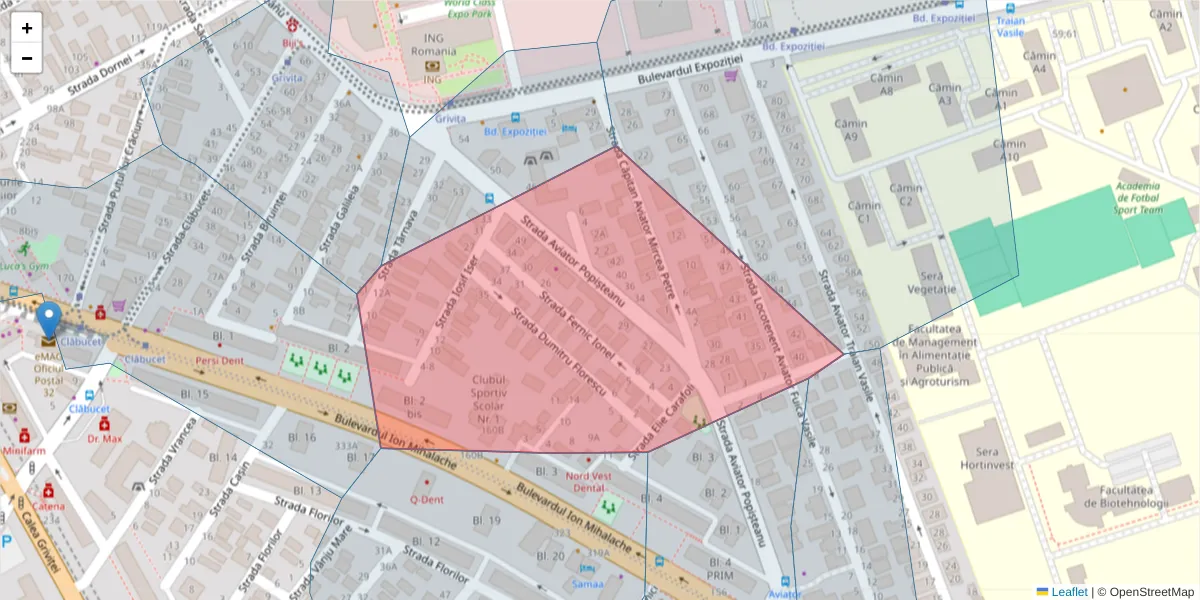 Hartă a codului poștal  și a codurilor poștale învecinate