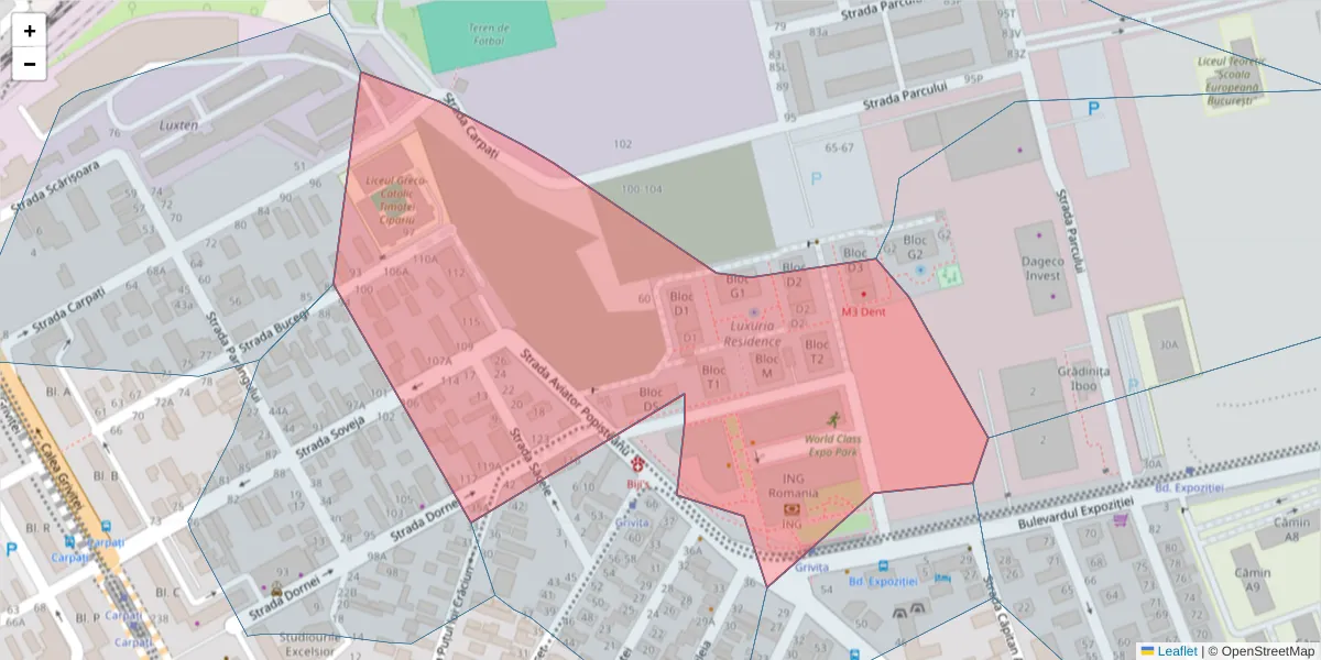 Hartă a codului poștal  și a codurilor poștale învecinate