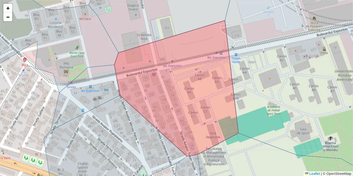 Hartă a codului poștal  și a codurilor poștale învecinate