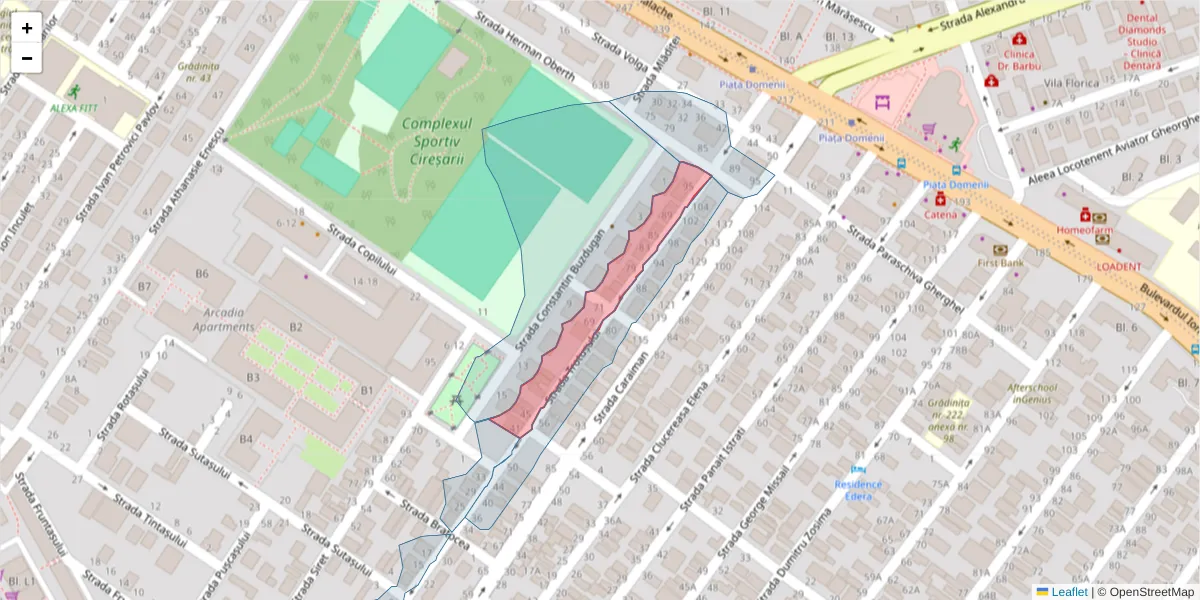 Hartă a codului poștal  și a codurilor poștale învecinate