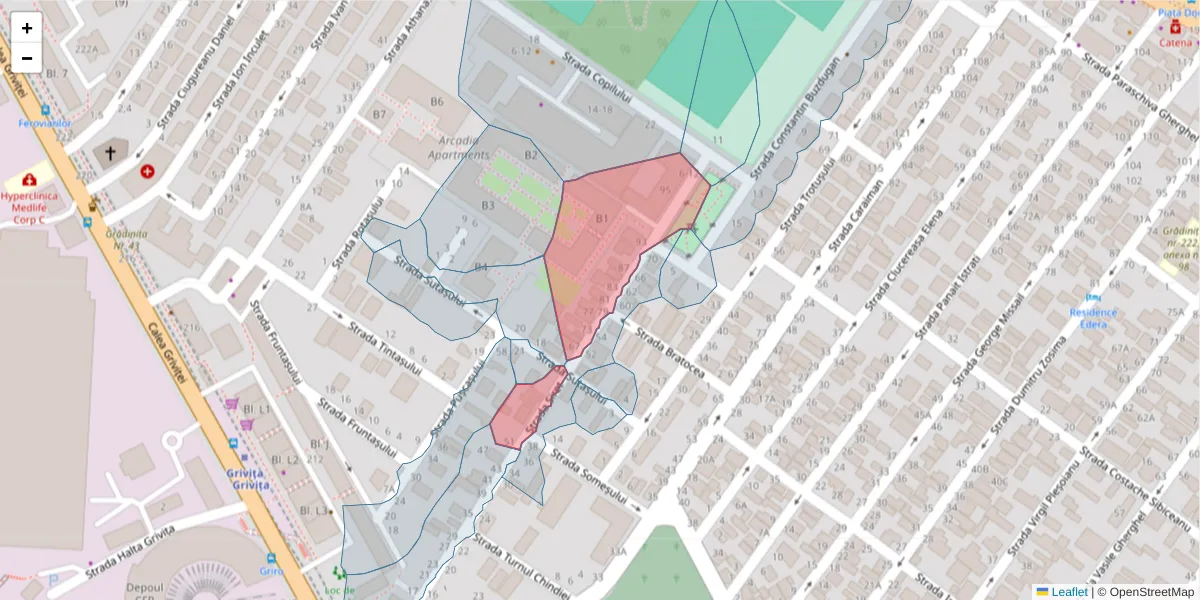 Hartă a codului poștal  și a codurilor poștale învecinate