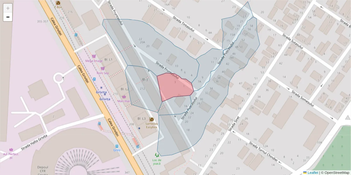 Hartă a codului poștal  și a codurilor poștale învecinate