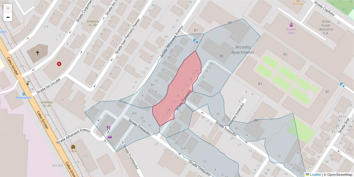 Hartă a codului poștal  și a codurilor poștale învecinate