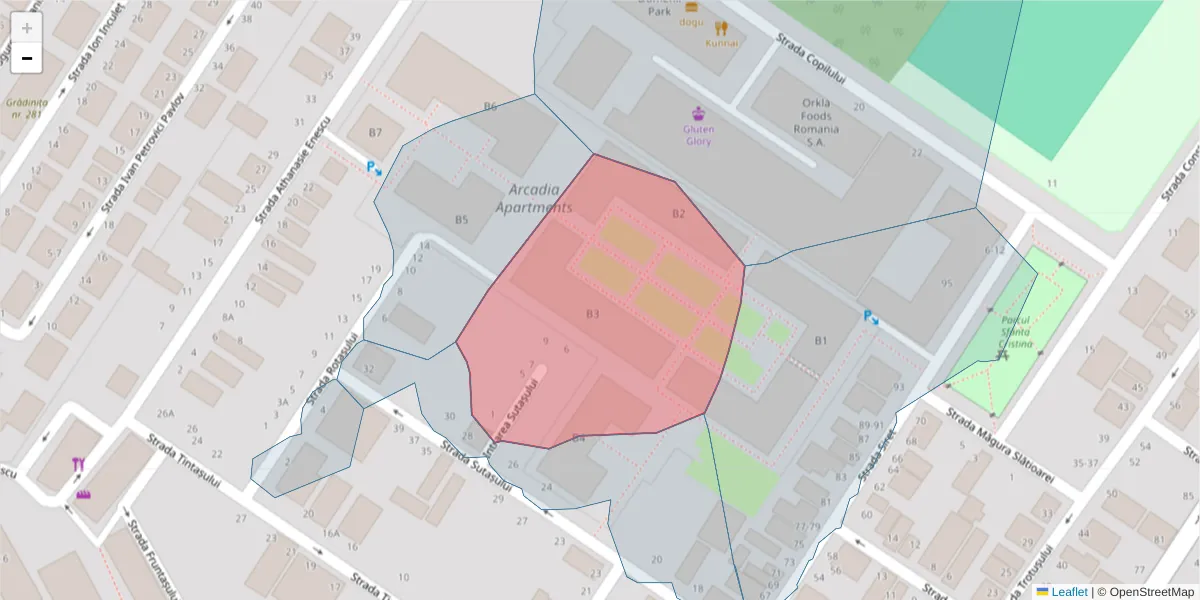 Hartă a codului poștal  și a codurilor poștale învecinate