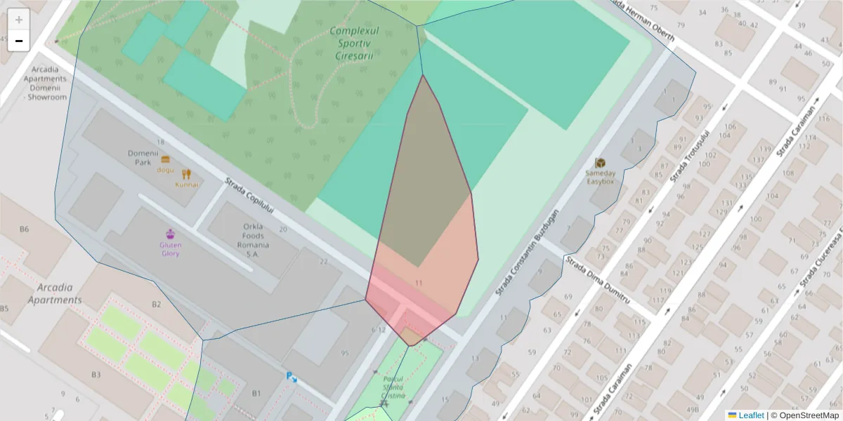 Hartă a codului poștal  și a codurilor poștale învecinate