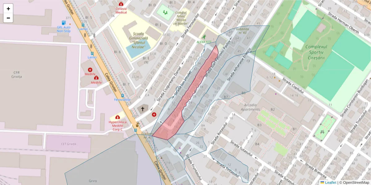 Hartă a codului poștal  și a codurilor poștale învecinate