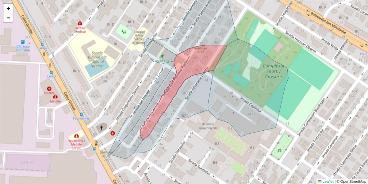 Hartă a codului poștal  și a codurilor poștale învecinate