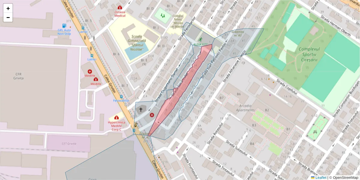 Hartă a codului poștal  și a codurilor poștale învecinate