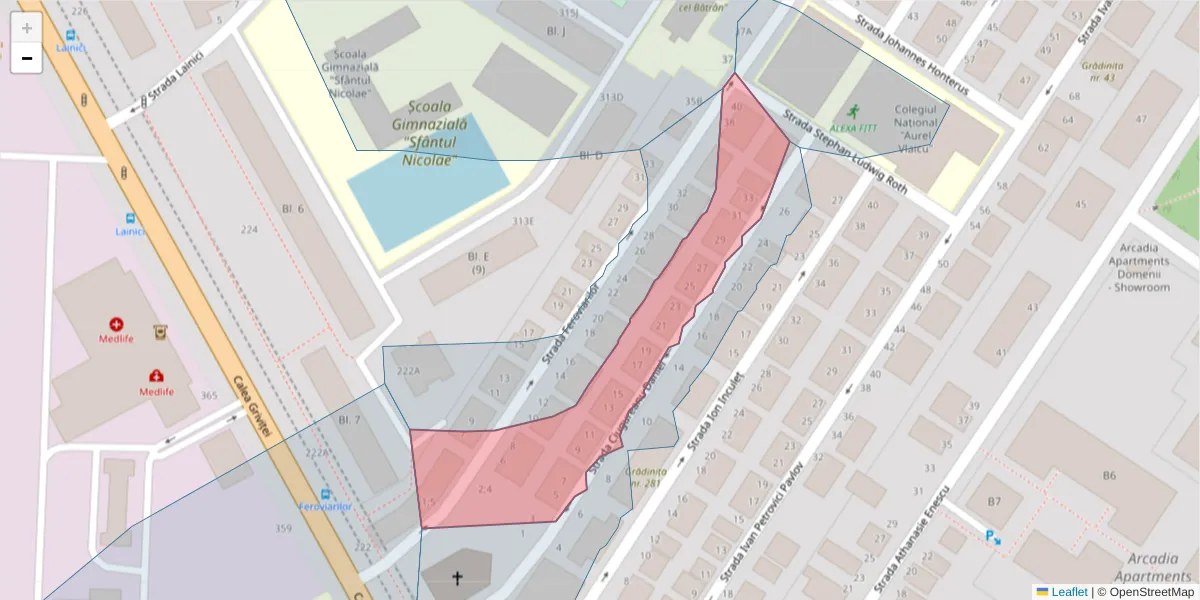 Hartă a codului poștal  și a codurilor poștale învecinate