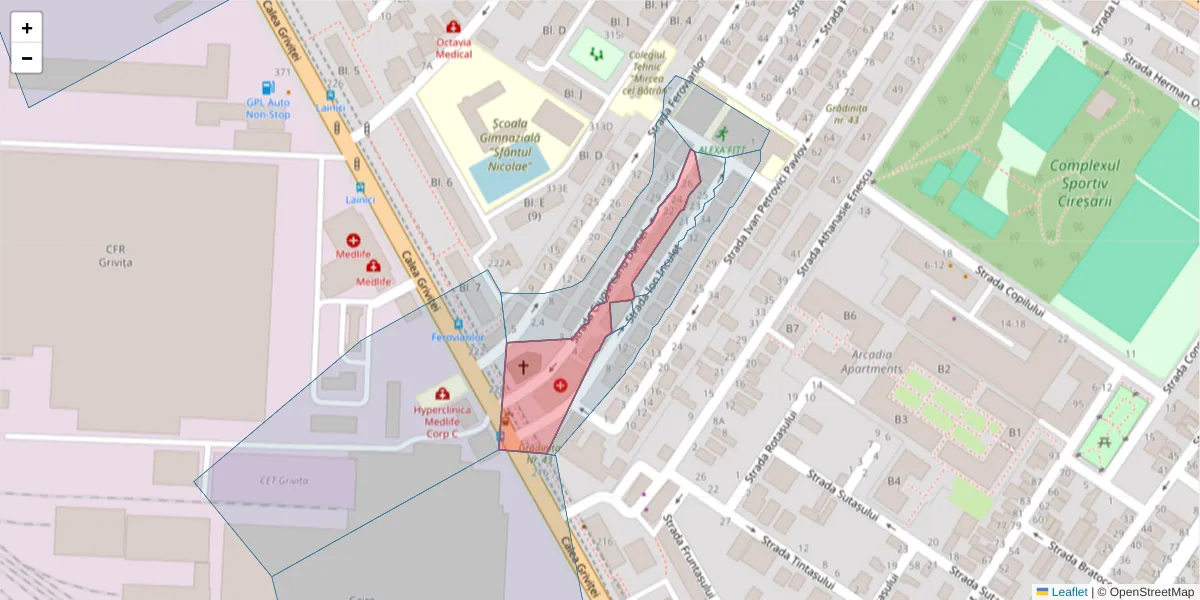 Hartă a codului poștal  și a codurilor poștale învecinate