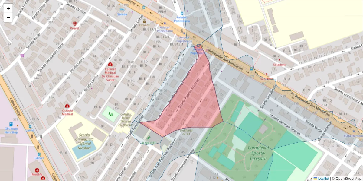 Hartă a codului poștal  și a codurilor poștale învecinate