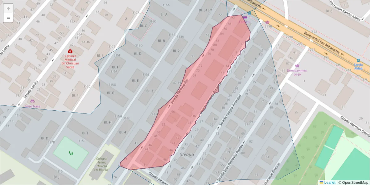 Hartă a codului poștal  și a codurilor poștale învecinate