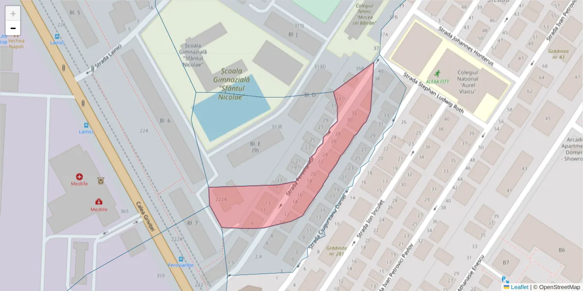 Hartă a codului poștal  și a codurilor poștale învecinate