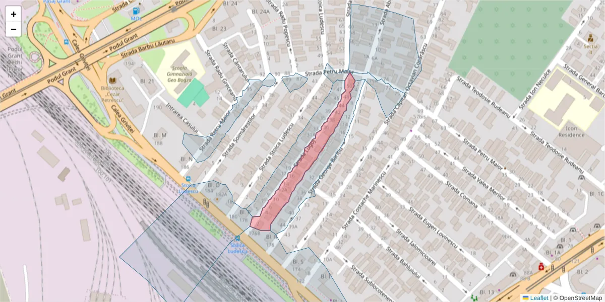 Hartă a codului poștal  și a codurilor poștale învecinate