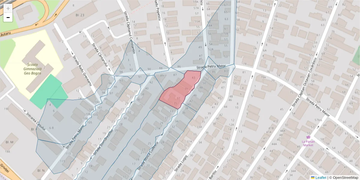 Hartă a codului poștal  și a codurilor poștale învecinate