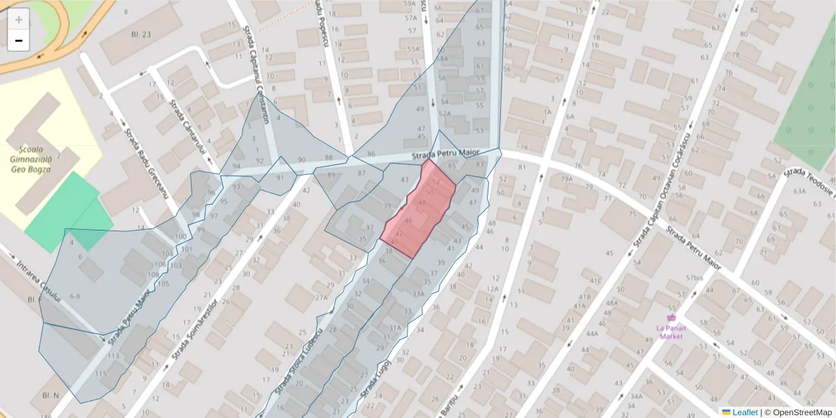 Hartă a codului poștal  și a codurilor poștale învecinate