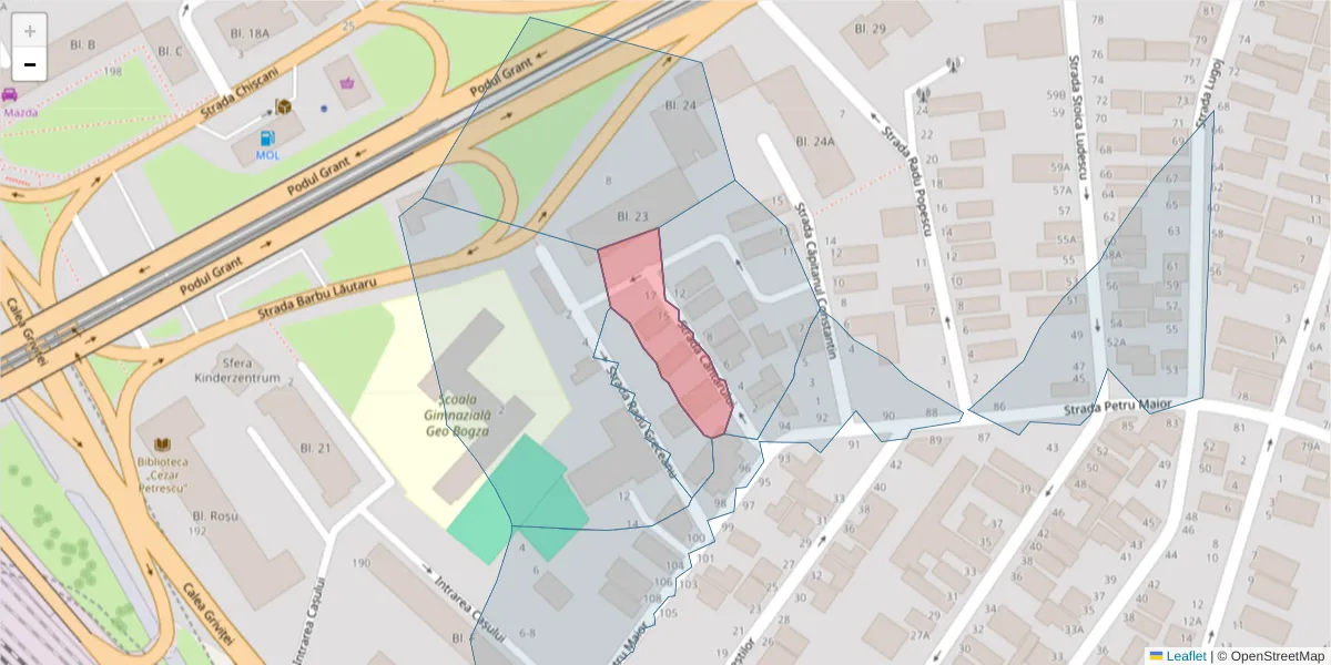 Hartă a codului poștal  și a codurilor poștale învecinate