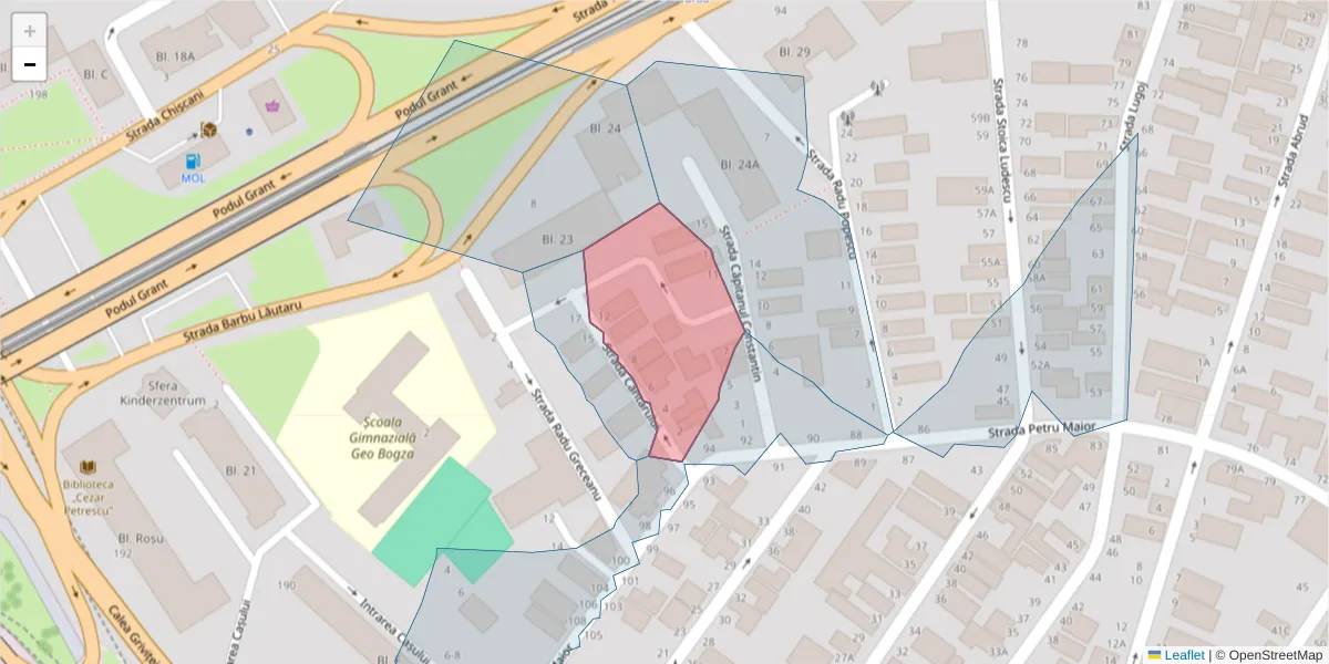 Hartă a codului poștal  și a codurilor poștale învecinate