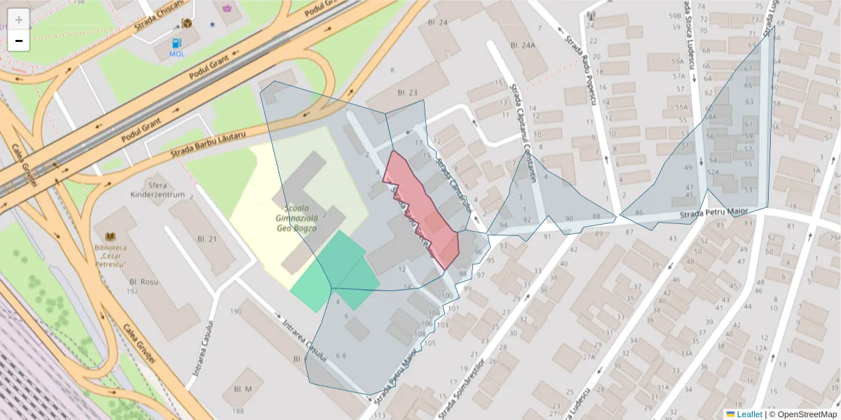 Hartă a codului poștal  și a codurilor poștale învecinate