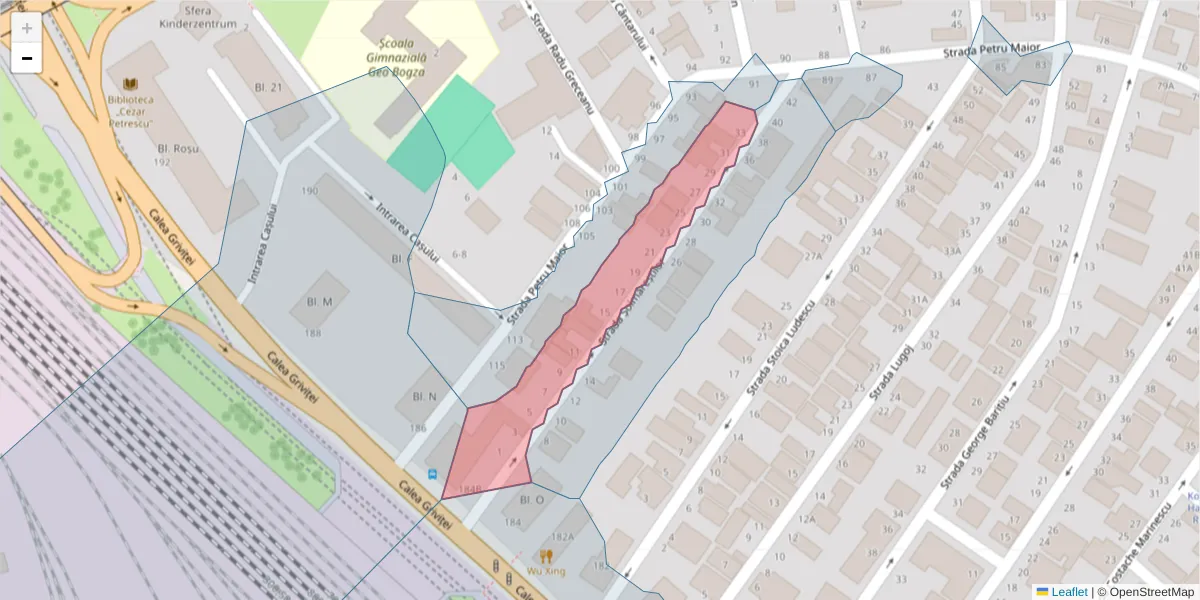 Hartă a codului poștal  și a codurilor poștale învecinate