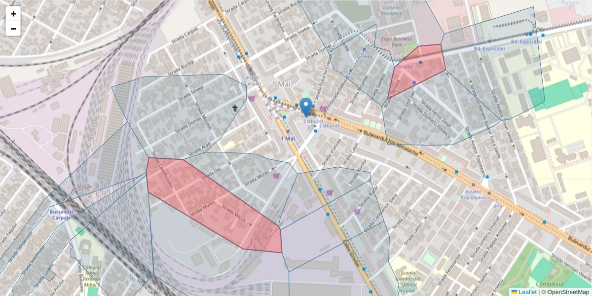 Hartă a codului poștal  și a codurilor poștale învecinate