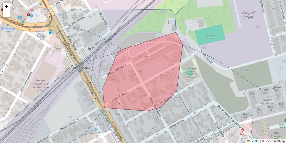 Hartă a codului poștal  și a codurilor poștale învecinate