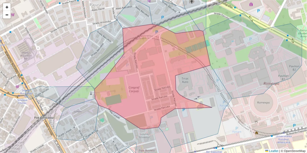 Hartă a codului poștal  și a codurilor poștale învecinate