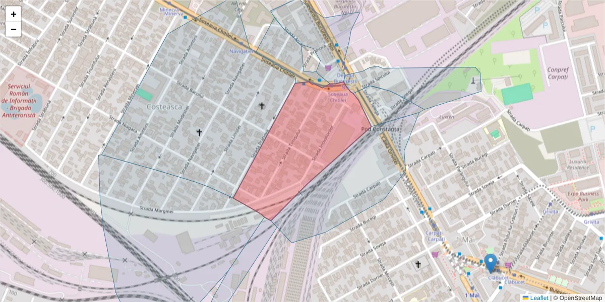 Hartă a codului poștal  și a codurilor poștale învecinate