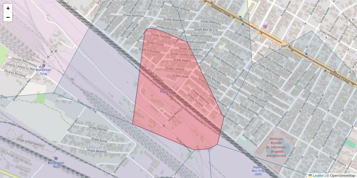 Hartă a codului poștal  și a codurilor poștale învecinate