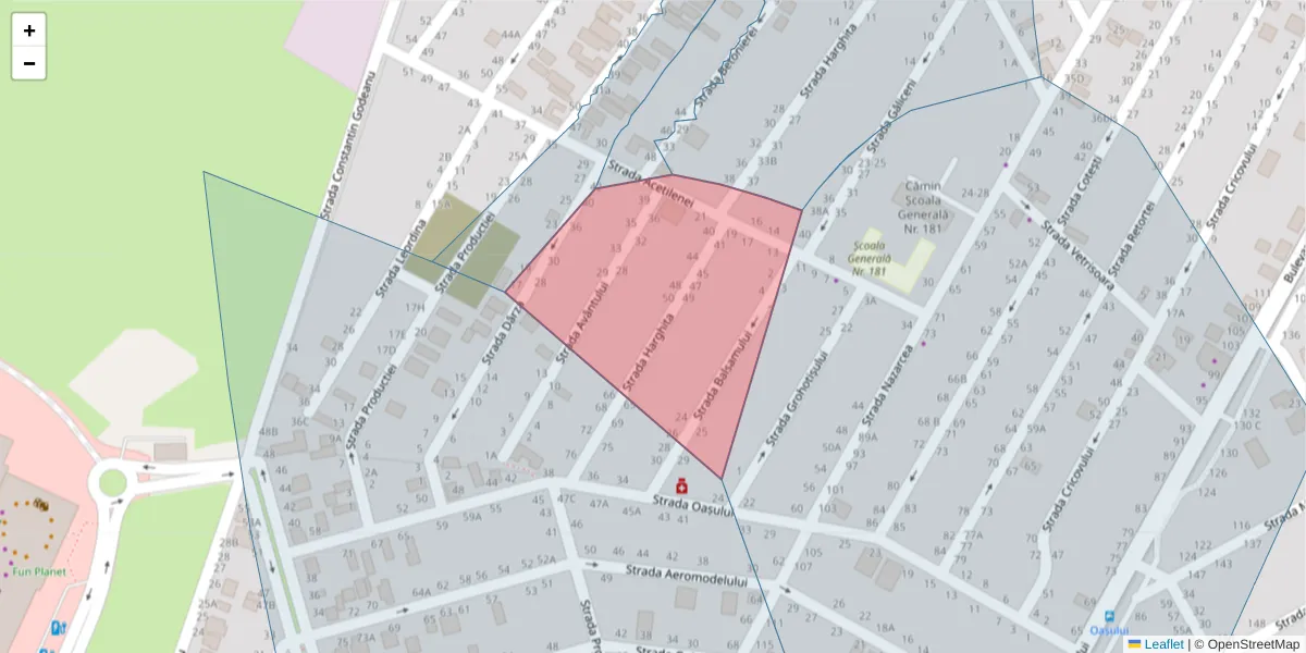 Hartă a codului poștal  și a codurilor poștale învecinate