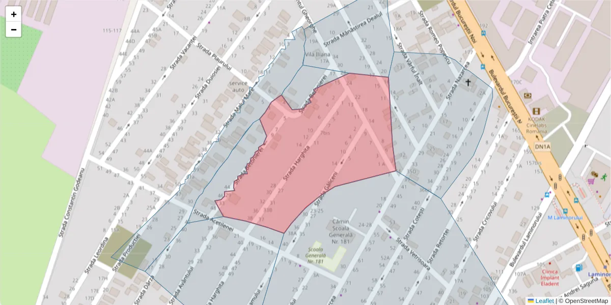 Hartă a codului poștal  și a codurilor poștale învecinate