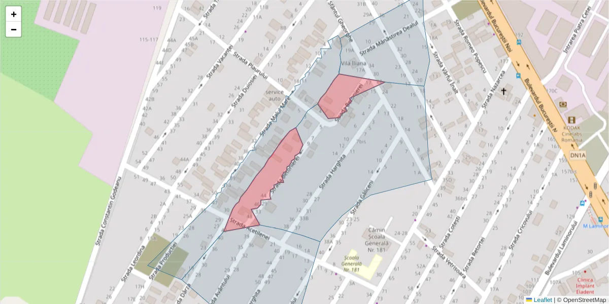 Hartă a codului poștal  și a codurilor poștale învecinate