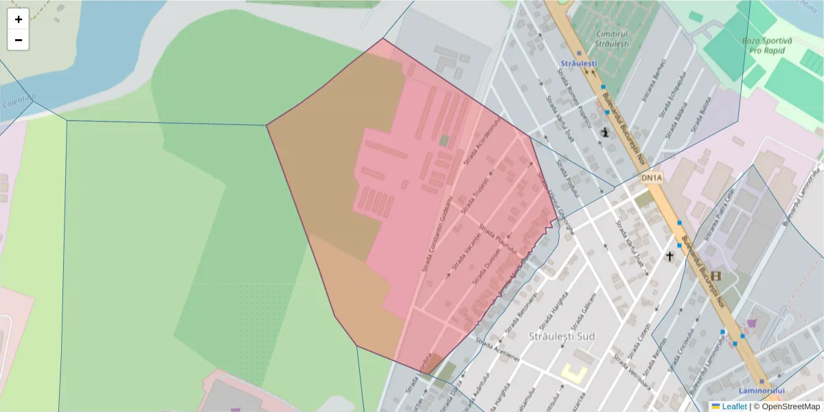 Hartă a codului poștal  și a codurilor poștale învecinate