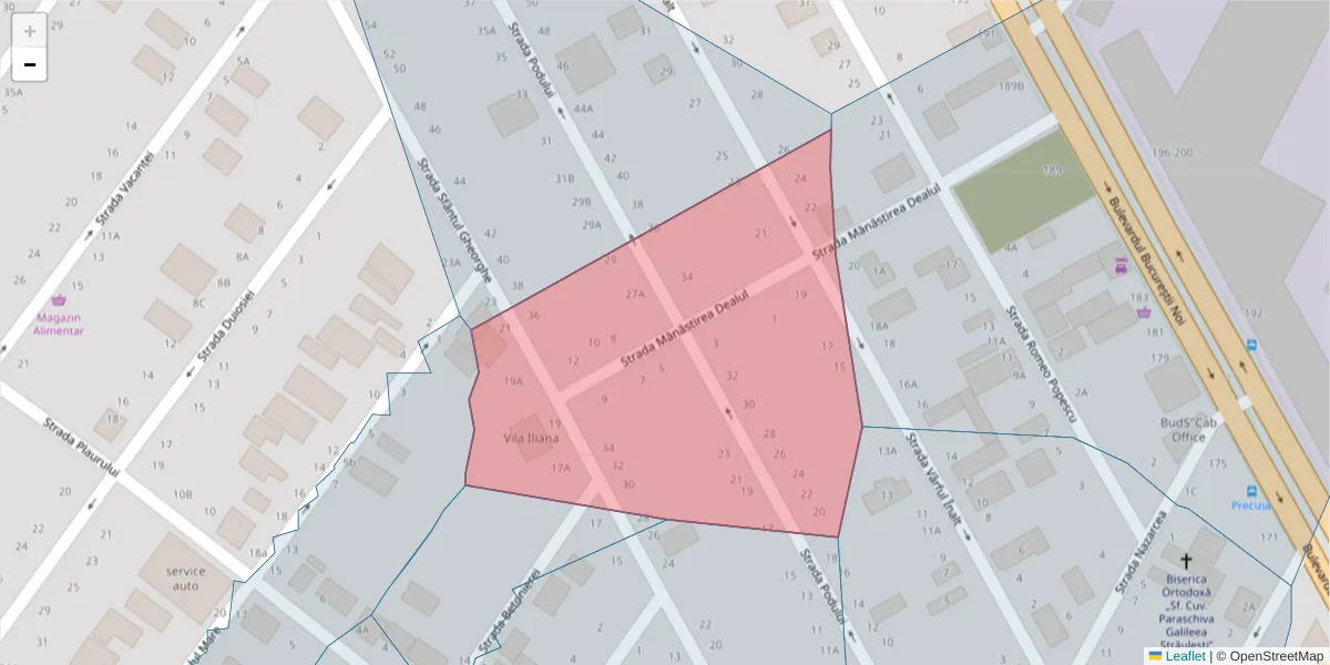 Hartă a codului poștal  și a codurilor poștale învecinate