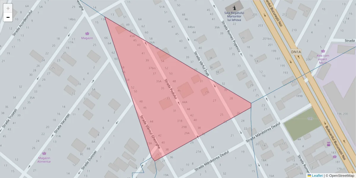 Hartă a codului poștal  și a codurilor poștale învecinate