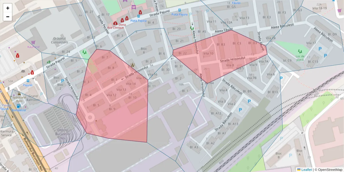 Hartă a codului poștal  și a codurilor poștale învecinate