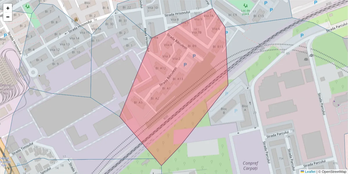 Hartă a codului poștal  și a codurilor poștale învecinate