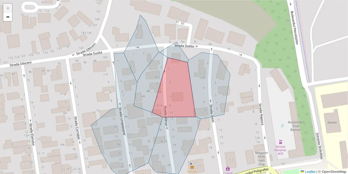 Hartă a codului poștal  și a codurilor poștale învecinate