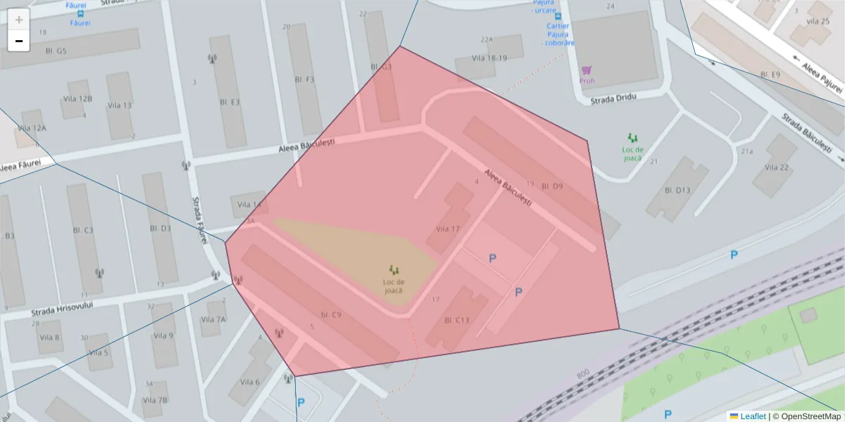 Hartă a codului poștal  și a codurilor poștale învecinate