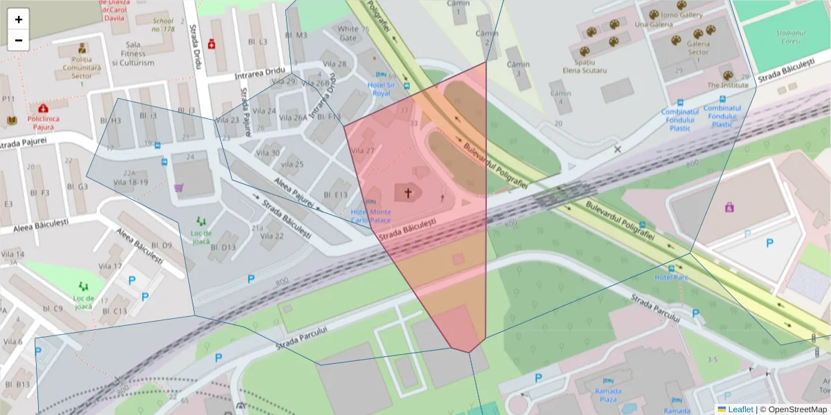 Hartă a codului poștal  și a codurilor poștale învecinate