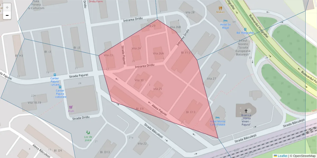 Hartă a codului poștal  și a codurilor poștale învecinate