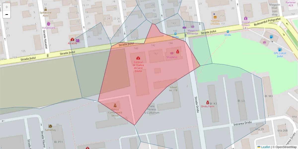 Hartă a codului poștal  și a codurilor poștale învecinate