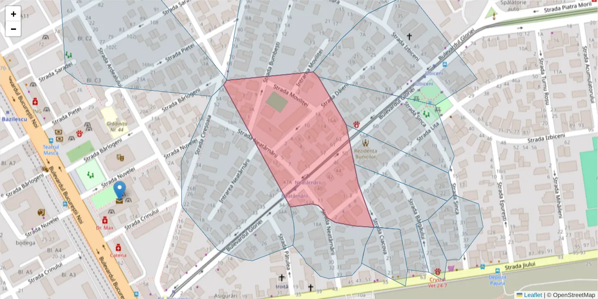 Hartă a codului poștal  și a codurilor poștale învecinate