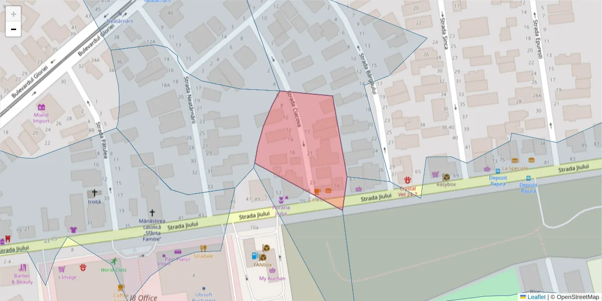 Hartă a codului poștal  și a codurilor poștale învecinate