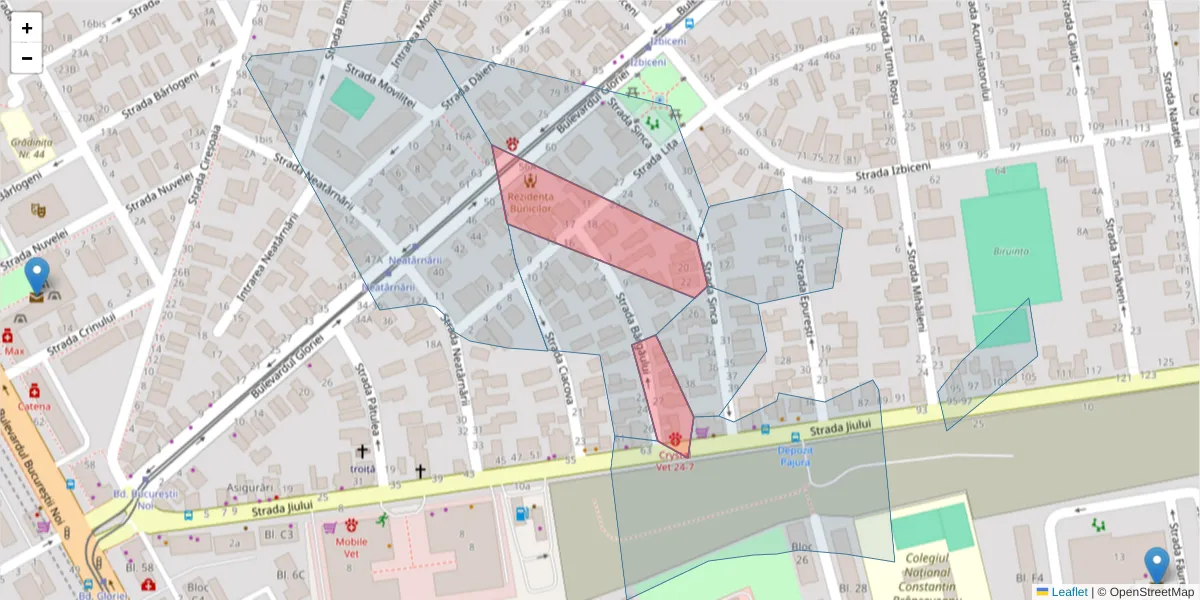 Hartă a codului poștal  și a codurilor poștale învecinate