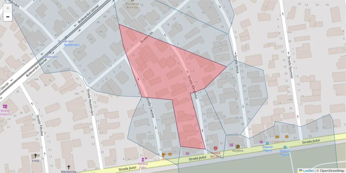 Hartă a codului poștal  și a codurilor poștale învecinate