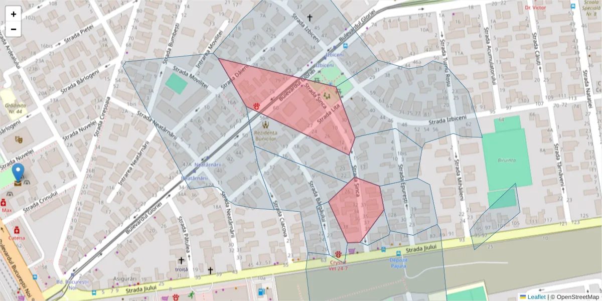 Hartă a codului poștal  și a codurilor poștale învecinate