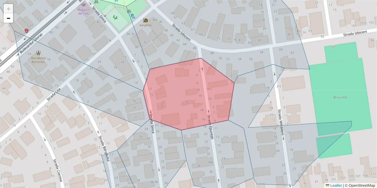 Hartă a codului poștal  și a codurilor poștale învecinate