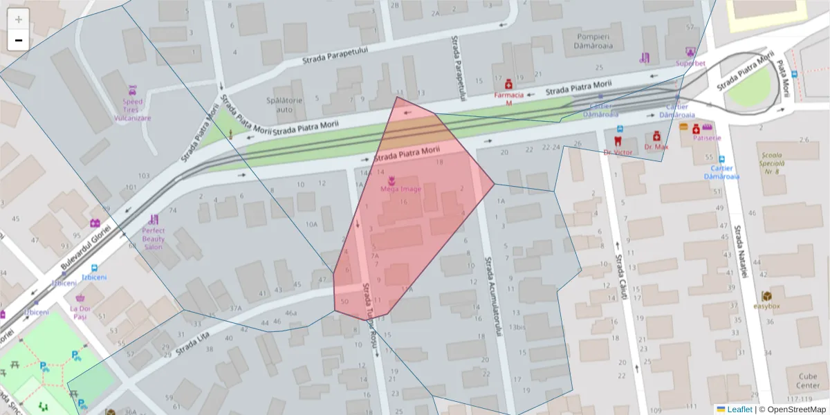Hartă a codului poștal  și a codurilor poștale învecinate