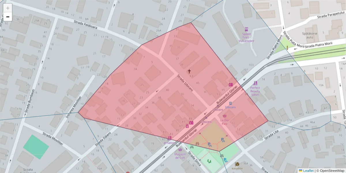 Hartă a codului poștal  și a codurilor poștale învecinate